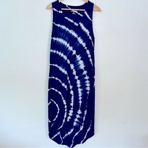 NATURAL REFLECTIONS Maxi Tank Blue and White Dress SZ M